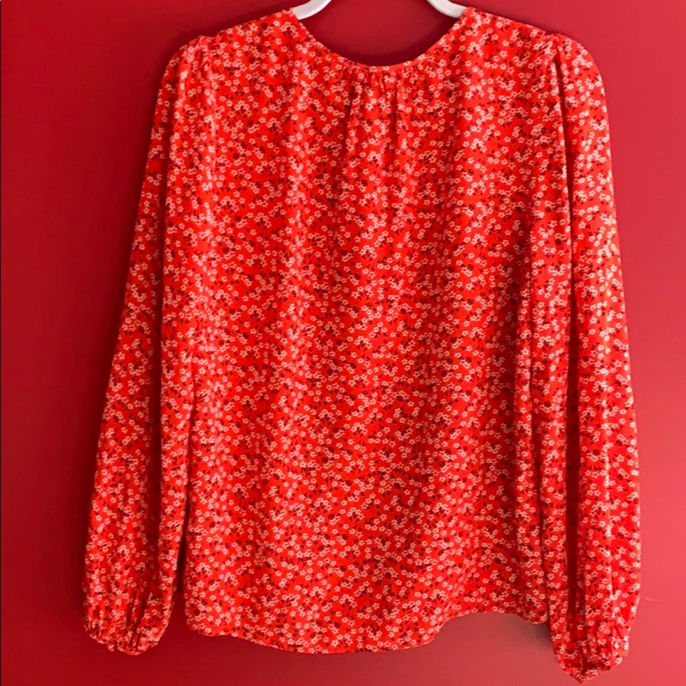 Boden Red Floral Peasant Blouse - Picture 5 of 8